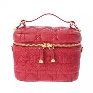 CHRISTIAN DIOR DIORTRAVEL Vanity Red Lambskin Bag